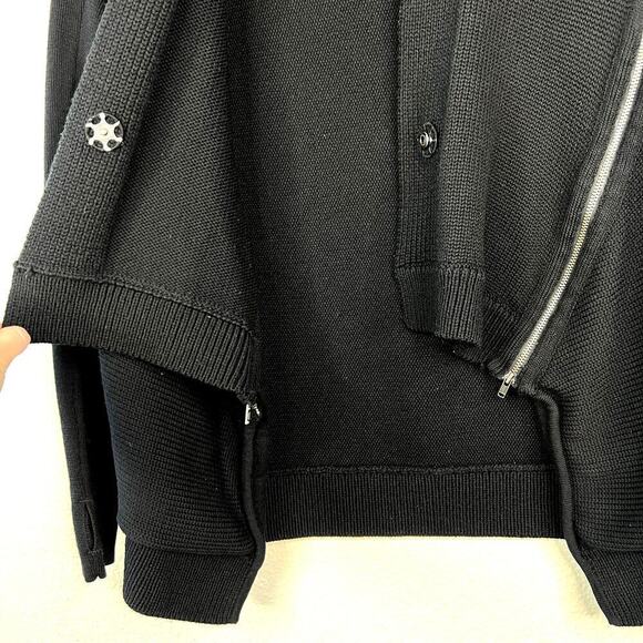 Lululemon Wrap It Up Sweater Cardigan Merino Wool BLACK Draped Zipper Pockets - Picture 4 of 7